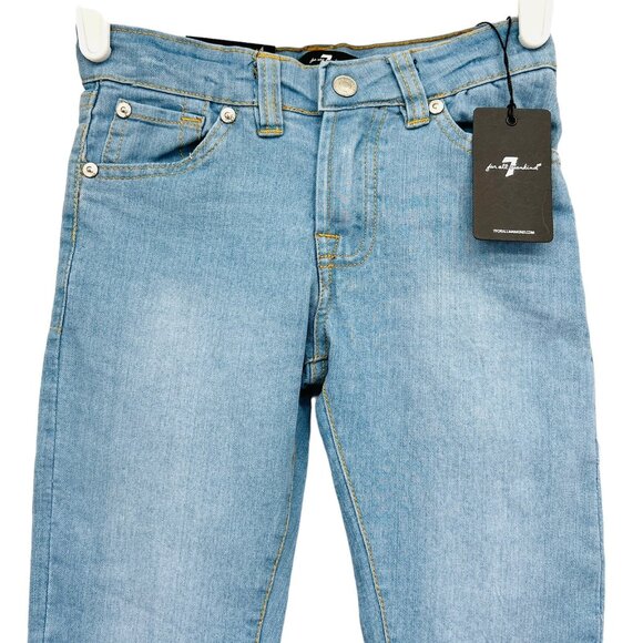 NWT 7 for all mankind Girls Blue Airweft Denim Jeans Size 4 Stretch Straight Leg - Picture 2 of 12